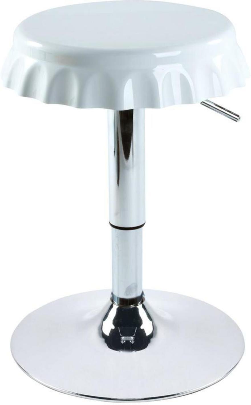 Banqueta Botcap Abs Base Aço Cromado Altura 43 A 54cm Branca