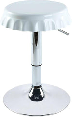 Banqueta Botcap Abs Base Aço Cromado Altura 43 A 54cm Branca