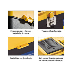 Caixa Plástica Para Ferramentas 17'' Tramontina Master Com Bandeja Removível E Trava Metálica
