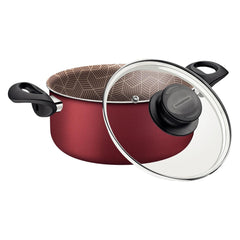 Caçarola Tramontina Paris Antiaderente 28 cm 8 L Vermelha Tampa De Vidro Alumínio