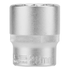 Soquete Estriado 1/2'' 28mm Cromo Vanádio Com Clips Plástico Para Mecânica