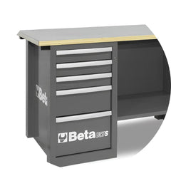 Bancada de Trabalho Madeira Cinza com Gaveteiros Painel de Ferramenta com Fechadura C57S/C-G Beta