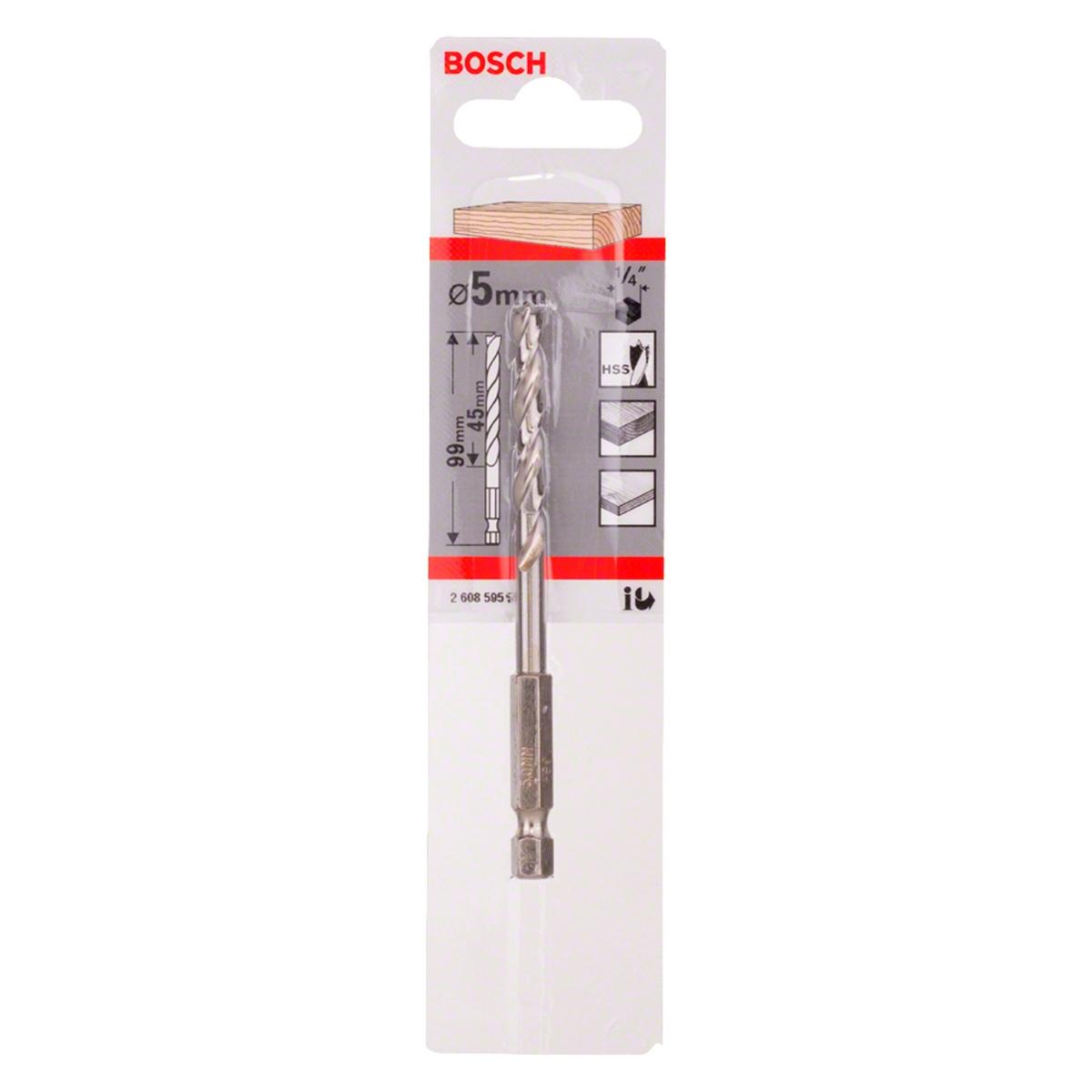 Broca Para Madeira Bosch 3 Pontas 5mm (Encaixe 1/4'')