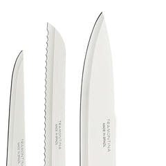 Jogo De Facas Tramontina Plenus 07 Peças Aço Inox Cabos Preto Resistente Para Cozinha Profissional