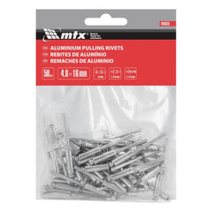 Rebite de Repuxo 4,8 x 16mm 50 Unidades MTX Aço Galvanizado Resistente à Corrosão