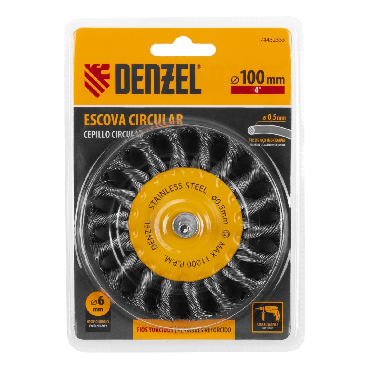 Escova Circular Inox 100mm 1/4 (6mm) Fios 0,5mm Aço Inoxidável Alta Durabilidade