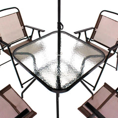 Conjunto Miami Marrom com 4 Cadeiras 1 Mesa 1 Ombr Bel Lazer