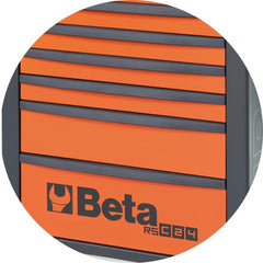 Carrinho para Ferramentas 800KG Laranja e Cinza 7 Gavetas Tampo de Madeira Fechadura RSC24/7-O Beta