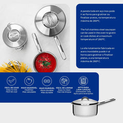 Panela Tramontina Solar Fundo Triplo Aço Inox 20 cm 2,9 L Compatível Indução Forno 260°C