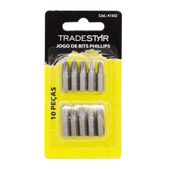 Jogo Bits Phillips 1/4'' 25 mm 10 Peças Tradestar