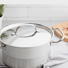 Caçarola Tramontina Professional Fundo Triplo 20 Cm 3,6 L Aço Inox Tampa Plana Indução Forno 260°C