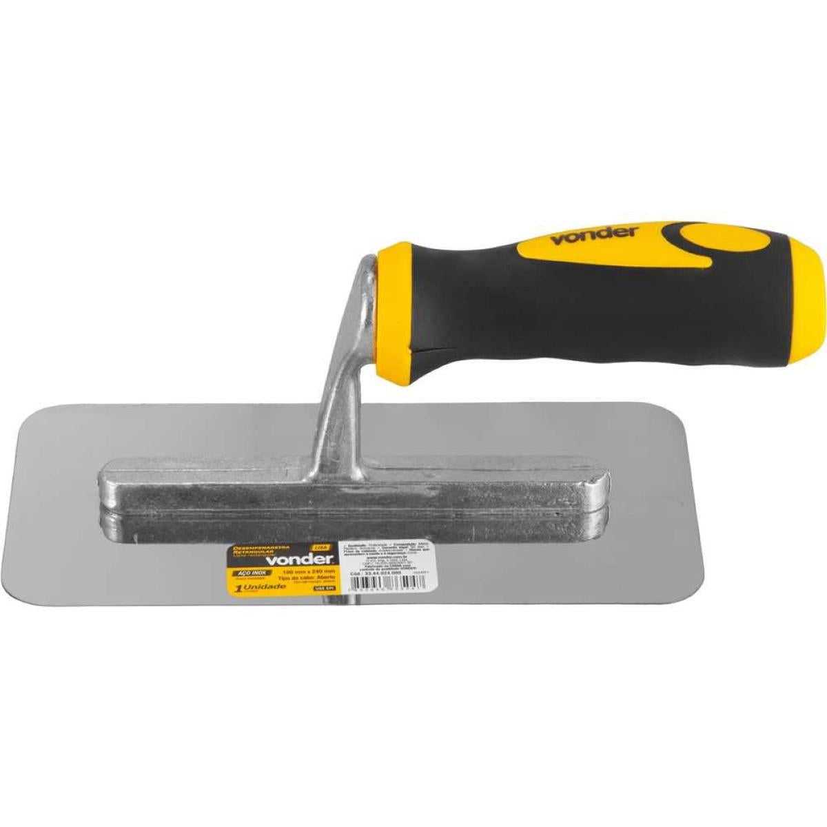 Desempenadeira Inox 24X10Cm Lisa Cabo Aberto Emborrachado Vonder 270g - Guimepa