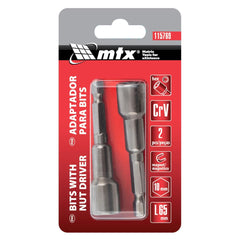 Soquete Magnético Para Parafusadeira 10 mm 65 mm 2 Peças Aço 40ACR Mtx