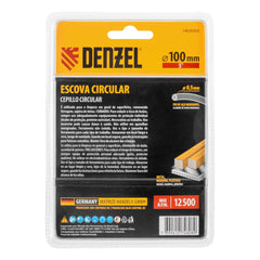 Escova Circular 100mm Furo 7/8'' (22mm) Fios 0,5mm Aço Inox Denzel Desbaste Limpeza