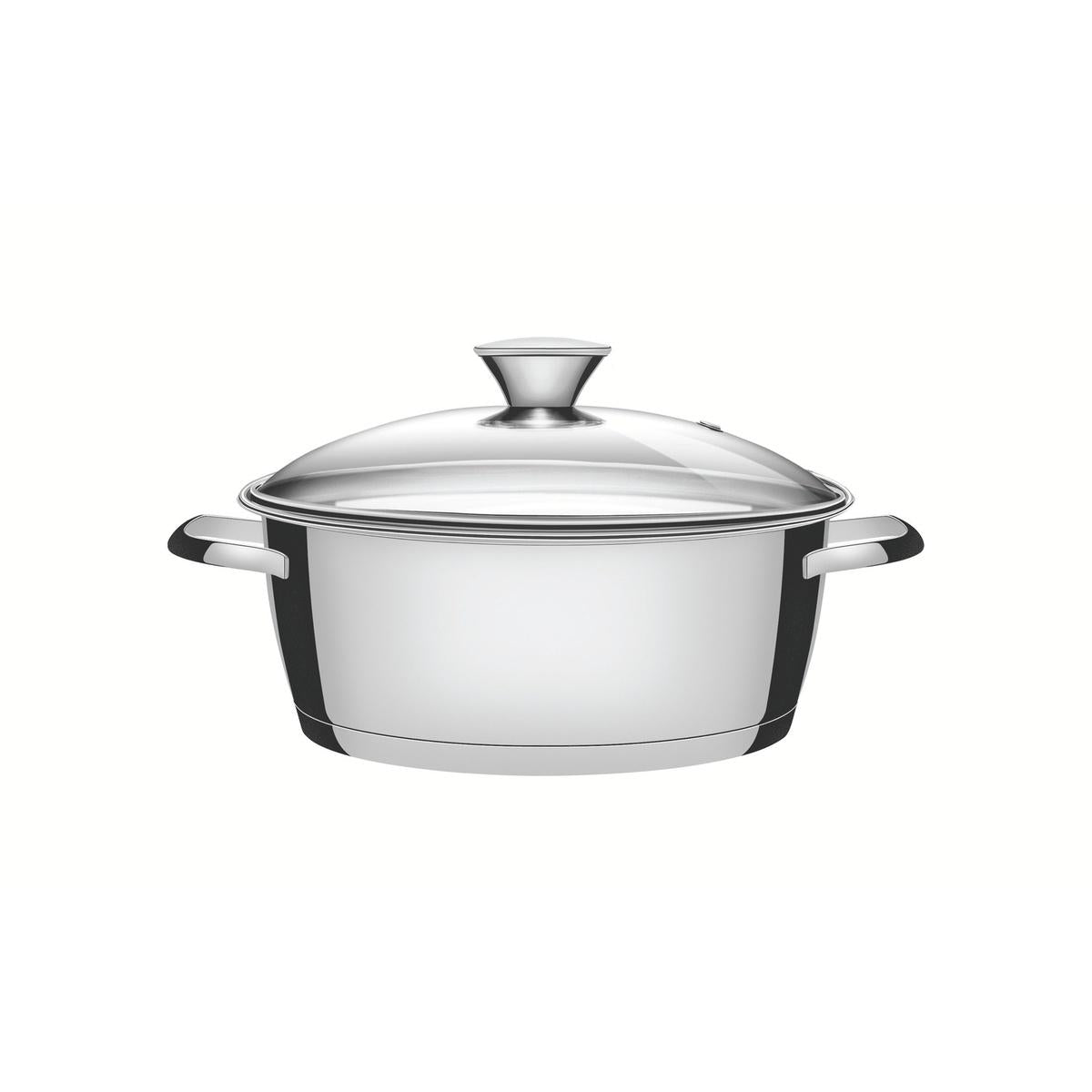 Caçarola Rasa Tramontina Allegra Aço Inox Fundo Triplo 24 Cm 4,2 L Com Tampa De Vidro Indução