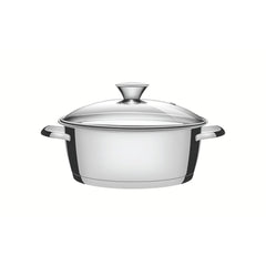 Caçarola Rasa Tramontina Allegra Aço Inox Fundo Triplo 24 Cm 4,2 L Com Tampa De Vidro Indução