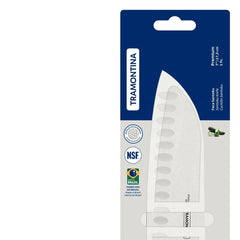Faca Santoku Tramontina Premium 7 Polegadas Aço Inox Cabo Branco Profissional Alta Precisão