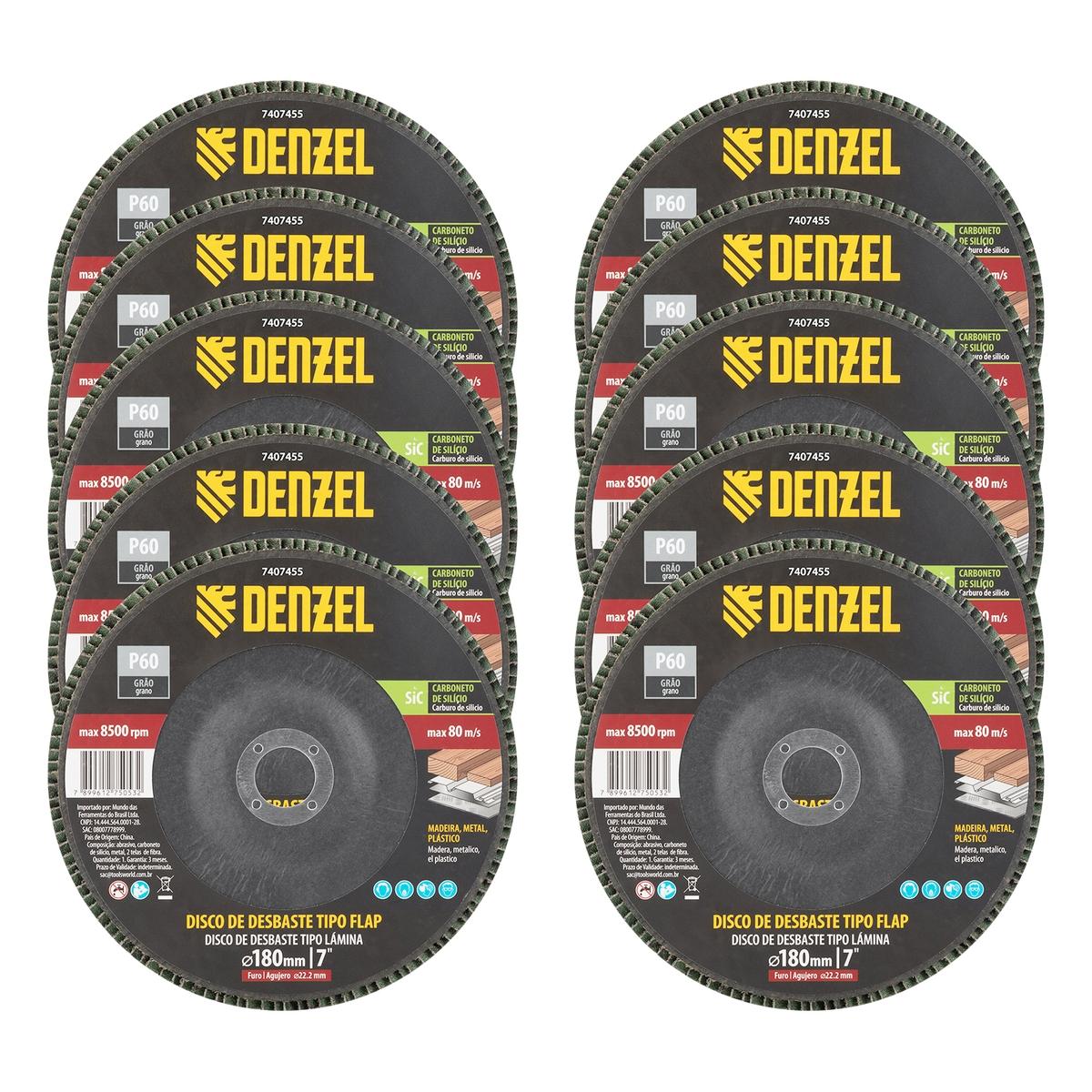 Disco de Desbaste Flap Carboneto de Silício 180 X 22,2mm Grão 60 Denzel 7407455 Para Esmerilhadeira