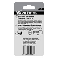 Soquete Magnético Para Parafusadeira 10 mm 65 mm 2 Peças Aço 40ACR Mtx