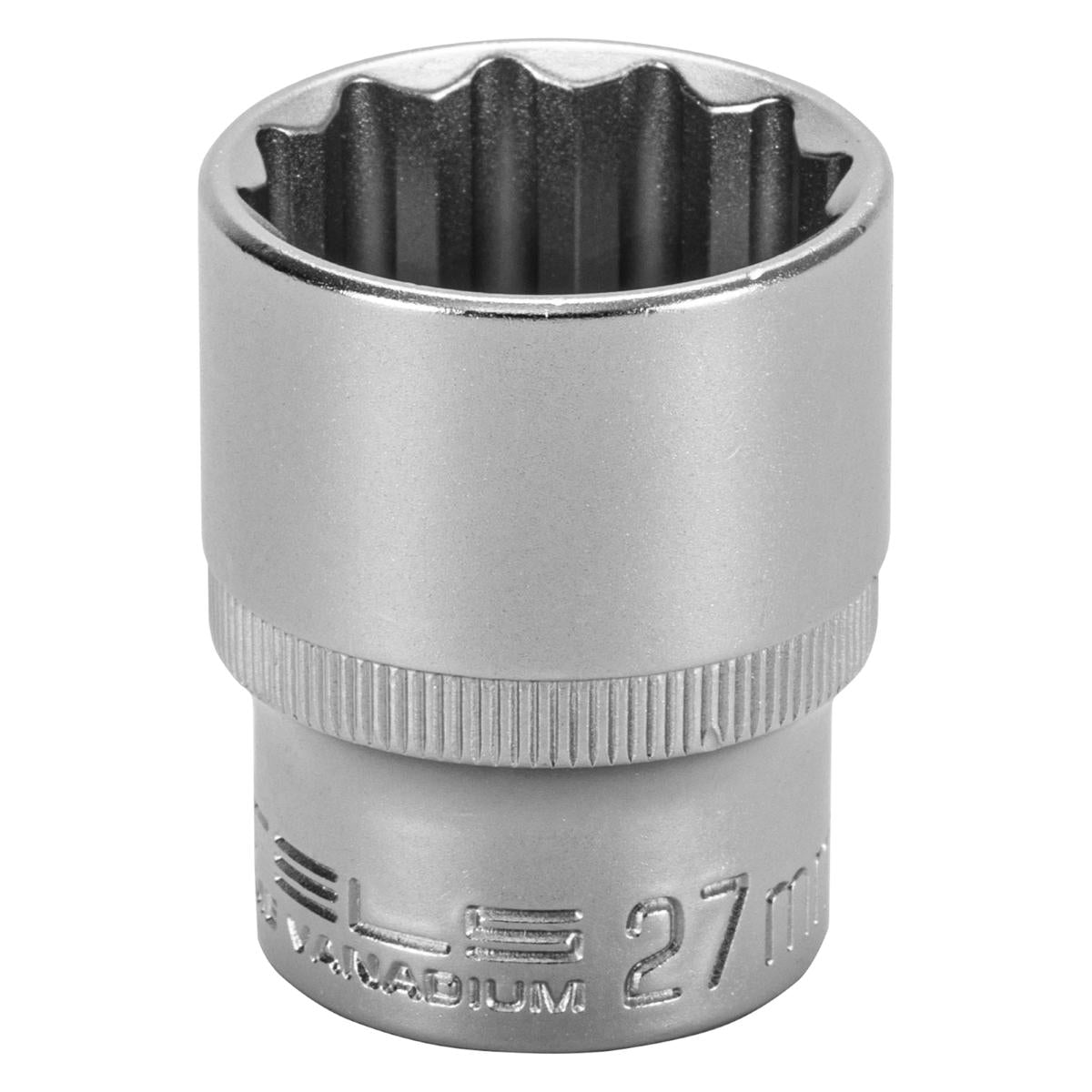 Soquete Estriado 1/2'' 27mm Aço CrV 12 Lados Stels