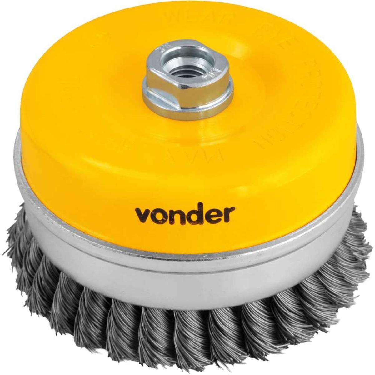 Escova Copo 5'' Rosca M14 6500Rpm Aço Carbono Torcido Vonder