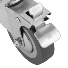 Rodízio Borracha Cinza Giratório Com Freio 3Pol 75mm 45kg MTX 6872055