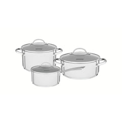Jogo De Panelas Aço Inox 3 Pç Fundo Triplo Indução Linha Una Tramontina