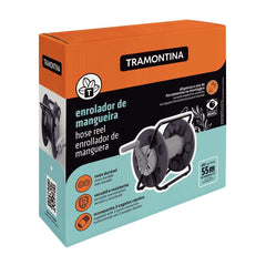 Enrolador de Mangueira Tramontina 55m 1/2'' Com Suporte Engates e Adaptador