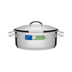 Caçarola Rasa Tramontina Solar Aço Inox 24 Cm 4,7 L Fundo Triplo Com Tampa