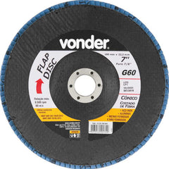 Flap disc 7" g60 costado fibra cônico inox Vonder