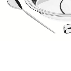 Kit Para Servir Tramontina Ciclo 3 Peças Redondo Aço Inox Com Tampa De Vidro Elegante Sofisticado