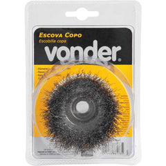 Escova Copo 3'' Rosca M14 12500Rpm Aço Inox Ondulado Vonder