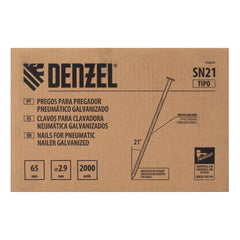 Pregos Galvanizados 65mm 2.9mm 2000 Unidades para Pregador Pneumático Denzel