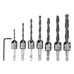 Jogo de Brocas Escareadoras Madeira 3-10mm 7 Peças Denzel Acabamento Profissional