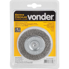 Escova Circular 3X3/8'' 4500Rpm Aço Inox Ondulada Vonder 1/4'' Haste Resistente à Oxidação