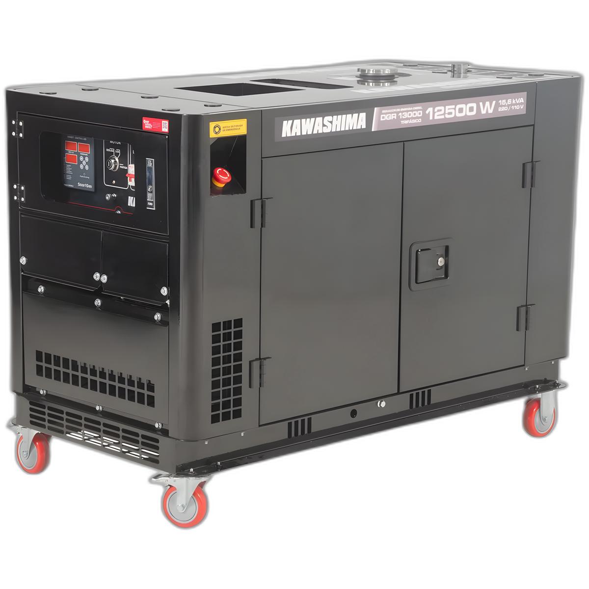 Gerador à Diesel Dgr-13000 Trifasico 220V 12,5Kw Cabinado Kawashima