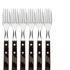Faqueiro Tramontina Polywood 24 Peças Aço Inox Cabos Madeira Tratada Castanho Resistente Lavável