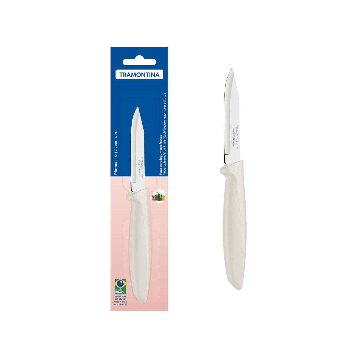 Faca Para Legumes E Frutas Tramontina Plenus 3 Polegadas Lâmina Aço Inox Cabo Polipropileno Off White