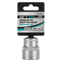 Soquete Sextavado 1/2'' 23mm CrV Stels 1382355 Encaixe Automotivo