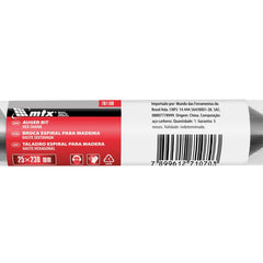 Broca Espiral Madeira 25x230mm Haste Sextavada 1PC Aço 45 MTX 701109