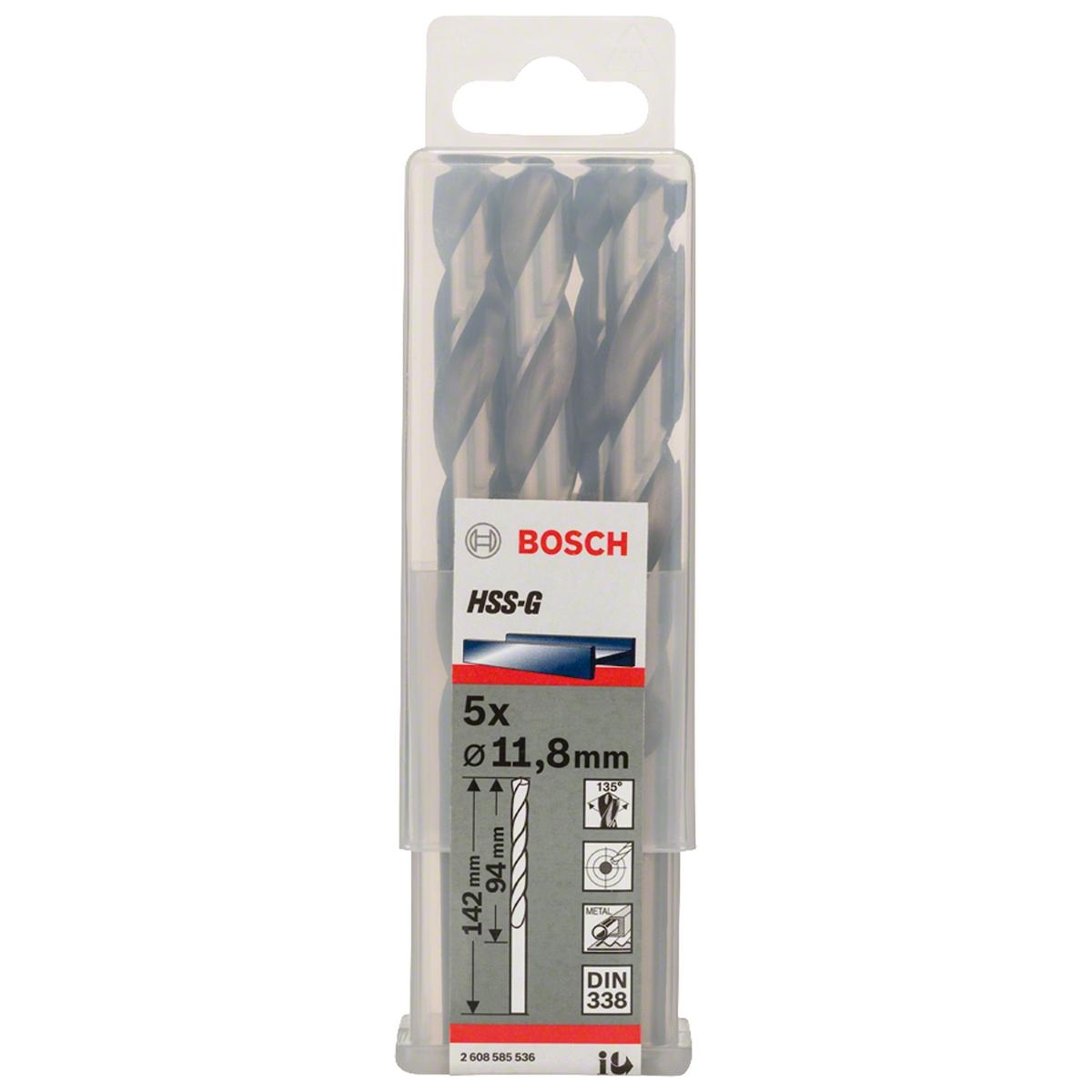 Broca Para Metal Bosch Aço Rápido Hss-G 11,8mm 5 Peças