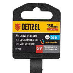 Chave De Fenda 1/4X 6mm SL6x150mm CRV Cabo 3 Componentes Denzel