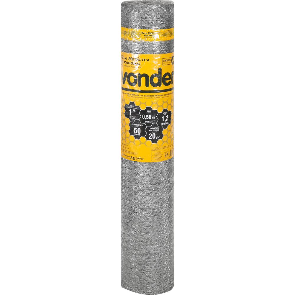 Tela Metálica Pinteiro Hex Malha 1'' BWG24 1,2m 50m Vonder