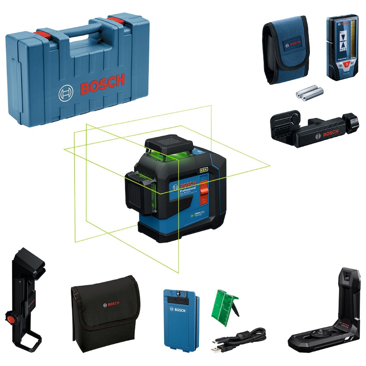 Nível A Laser Bosch Gll 80-33 G Li + Lr7 + Maleta