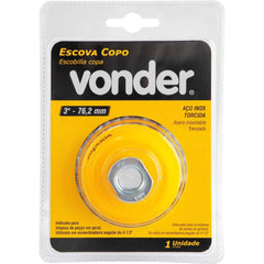 Escova Copo 3'' Rosca M14 12500Rpm Aço Inox Torcido Vonder