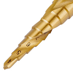 Broca Escalonada HSS 4-12mm Aço Rápido Titânio Espiral Para Aço Inox
