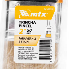 Trincha Pincel 2'' Verniz Cerdas Brancas Cabo 2 Componentes 1PC MTX