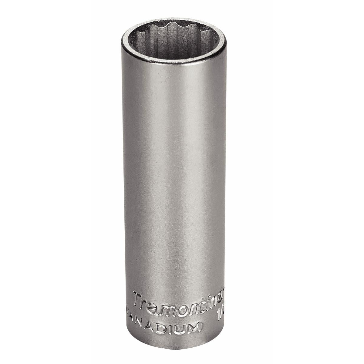 Soquete Estriado Longo 17mm 1/2 Inch Hyper Drive Aço Cromo Vanádio Cromado Tramontina PRO