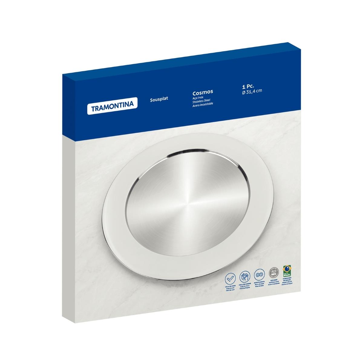 Sousplat Tramontina Cosmos Em Aço Inox 31,4 Cm Redondo Para Mesa Posta