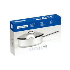 Frigideira Em Aço Inox 24 Cm 3,3 L Fundo Triplo Com Tampa Tramontina Solar